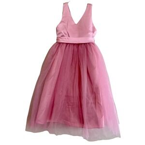 New Pink Tulle Satin V-Neck‎ Formal Flower Girl Party Easter Princess Glam Dress